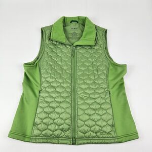 L.L. Bean Vest Women’s Large‎ Green Thinsulate Quilted Puffer Full Zip Insulated